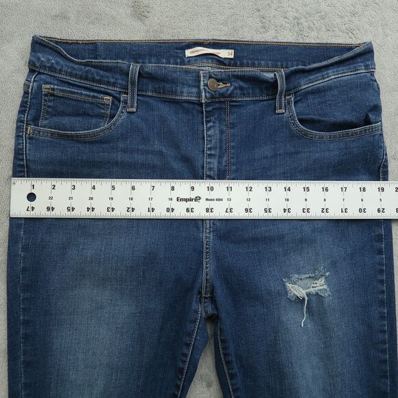 Levi's 720 Jeans Women's 34 Blue High-Rise Super Skinny 29" Inseam Distressed - Picture 7 of 16